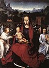 Hans Memling Famous Paintings - Virgin and Child in a Rose-Garden with Two Angels